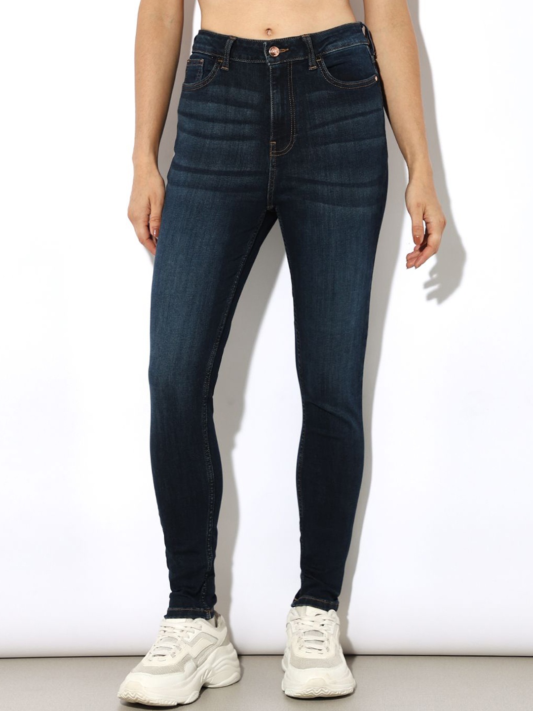

ONLY Women Skinny Fit High-Rise Light Fade Stretchable Jeans, Blue