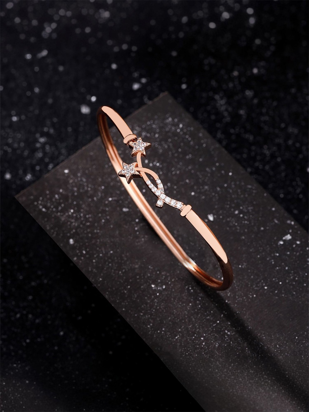 

Yellow Chimes Gold-Plated Cubic Zirconia Studded Bangle-Style Bracelet