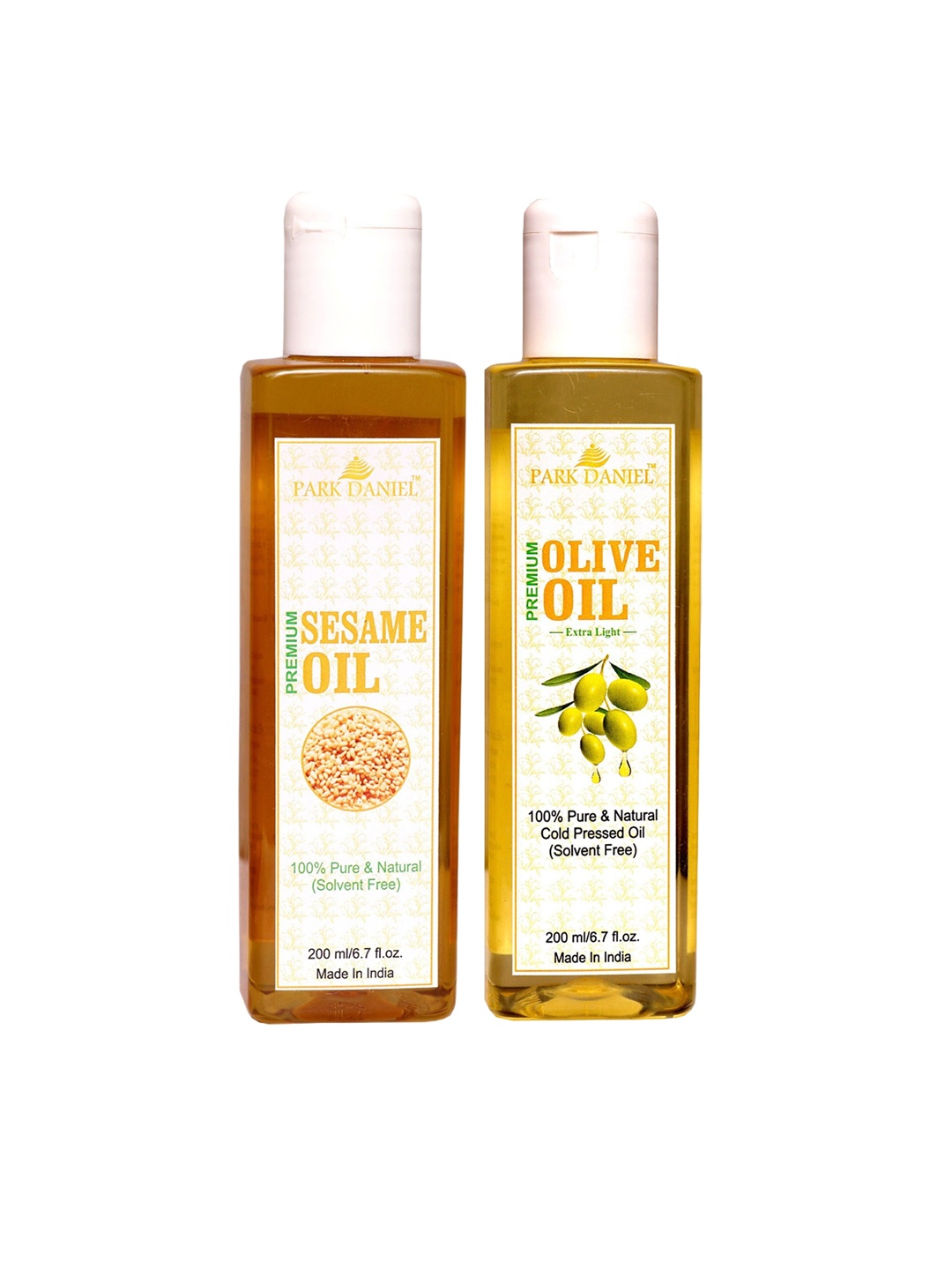 

Park Daniel Set Of 2 Pure & Natural Sesame Oil & Olive Oil For Hair & Skin - 200 ml Each, Transparent
