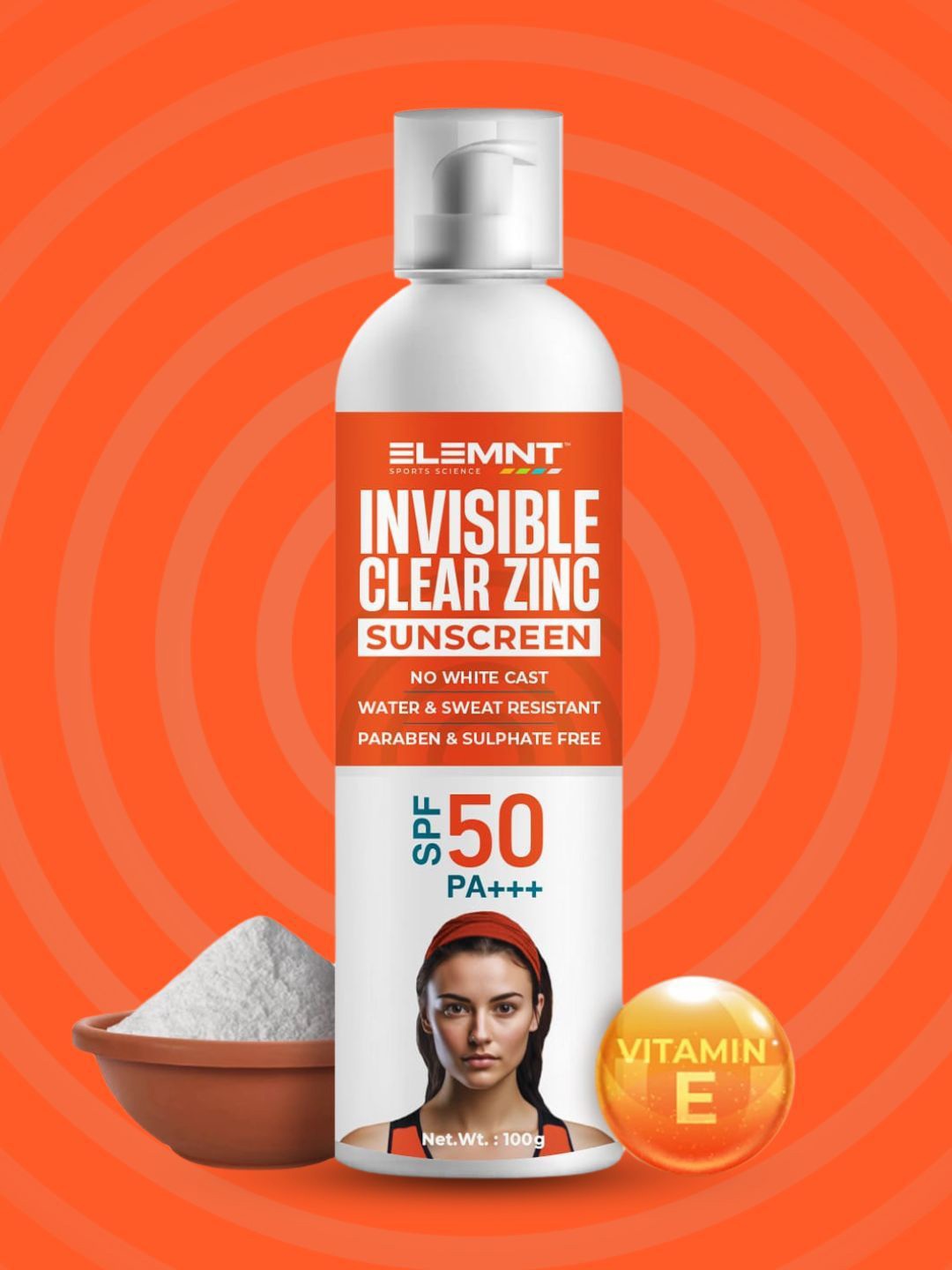 

Elemnt Sports Science Invisible Clear Zinc Body Sunscreen- 100g, Transparent