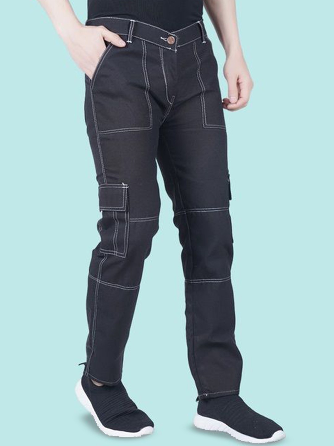 

COMFITS Men Classic Tapered Fit Low Distress Light Fade Jeans, Black