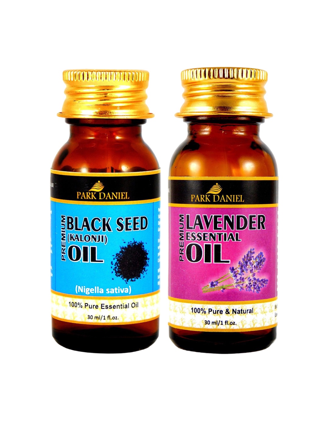 

Park Daniel Set Of 2 100 % Pure & Natural Black Seed & Lavender Essential Oil - 30 ml Each, Transparent