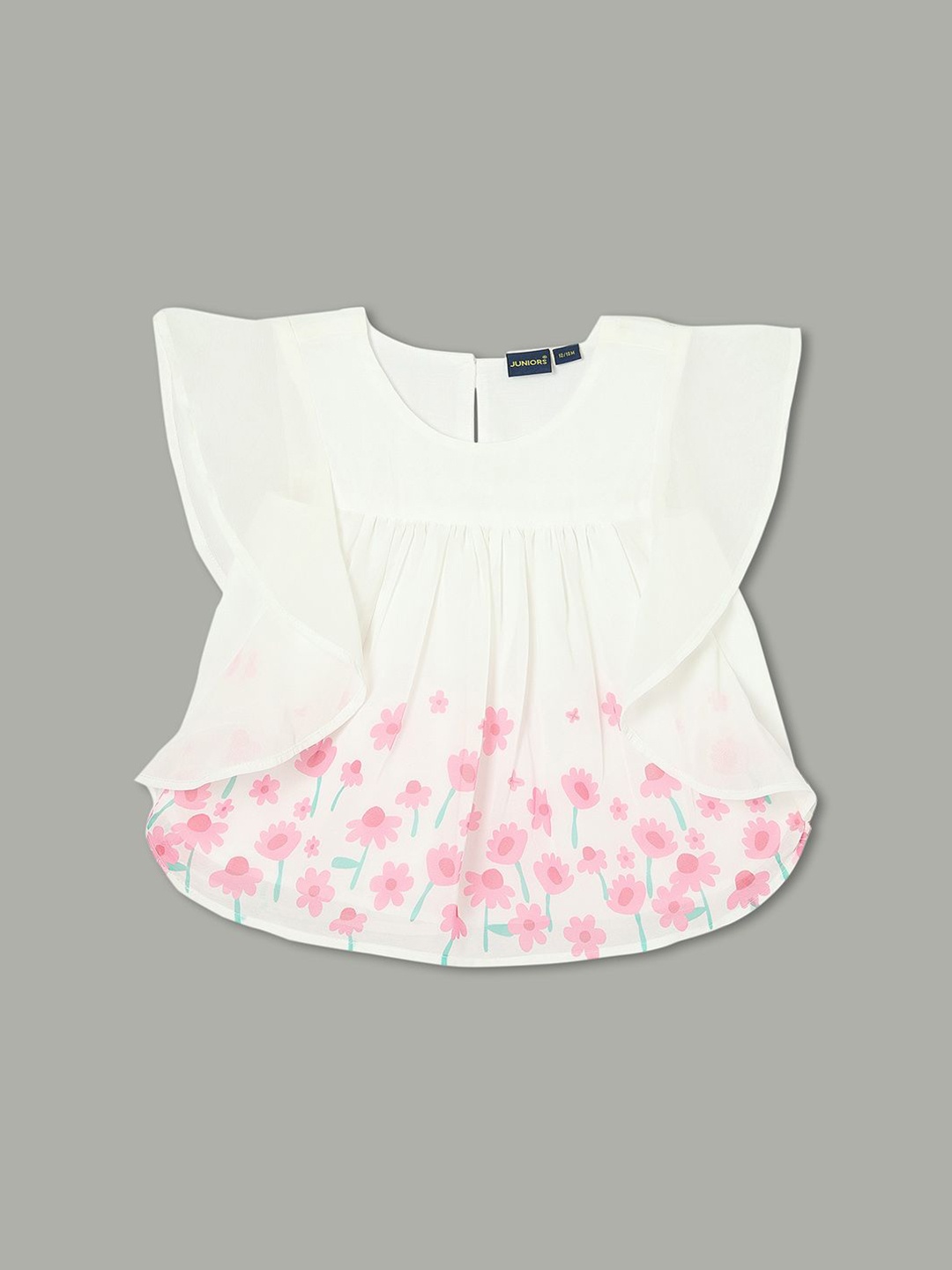 

Juniors by Lifestyle Girls Floral Printed Round Neck Kaftan Top, White