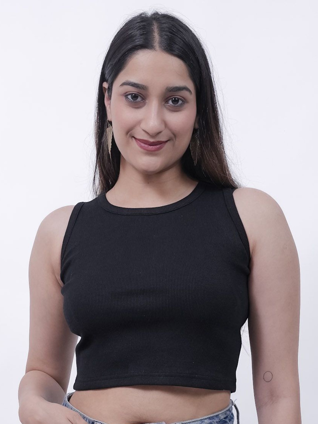 

SPARROW Cotton Tank Crop Top, Black