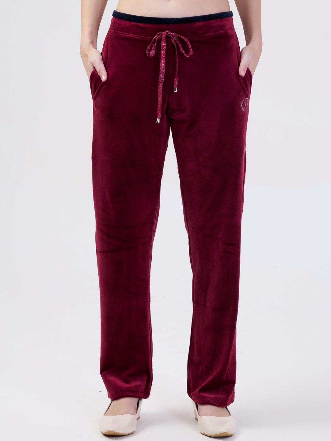 

Albion By CnM Women Mid- Rise Parallel Trousers, Maroon