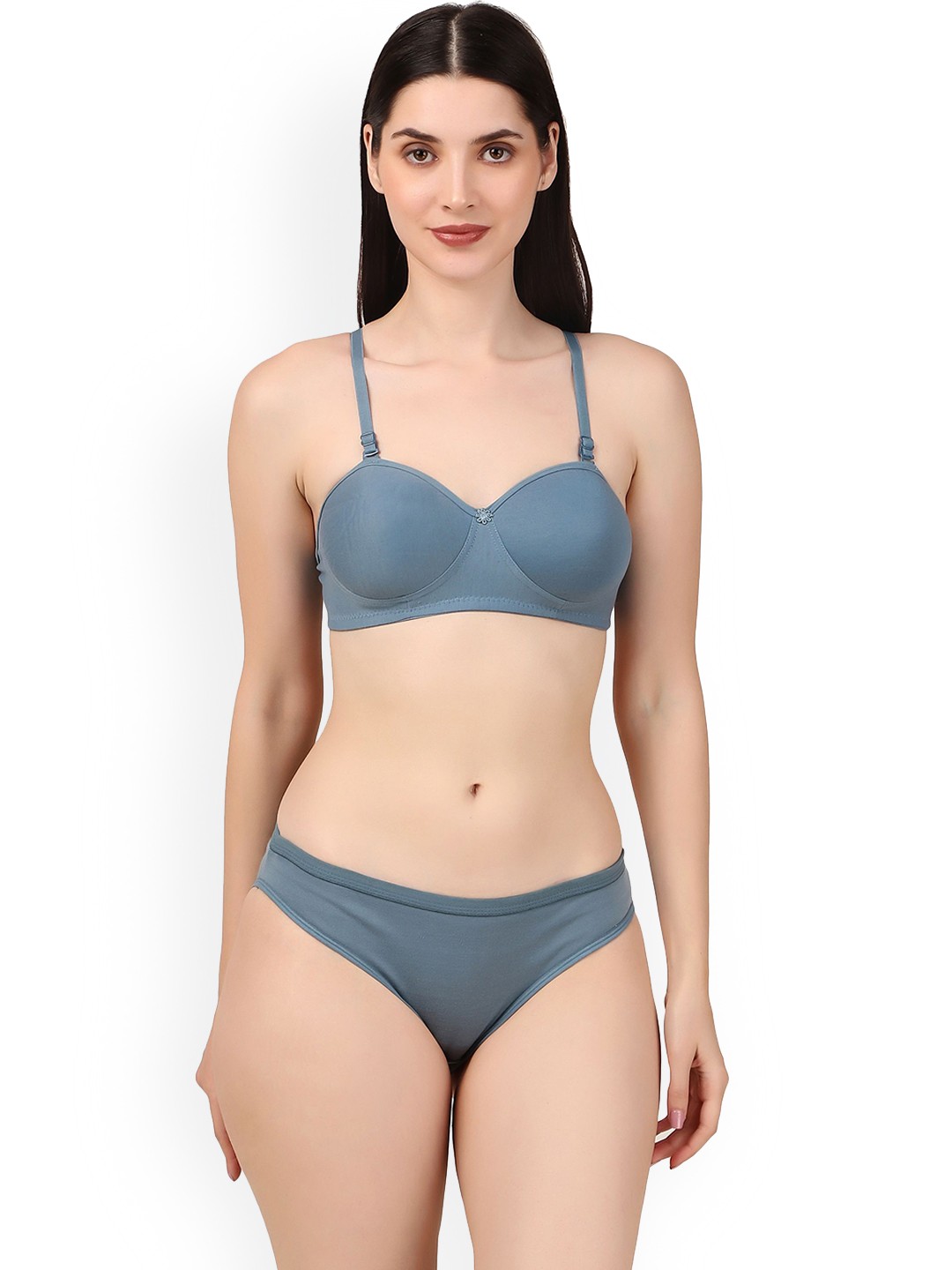 

Piylu Women Non-Wired Lightly Padded Lingerie Set, Grey