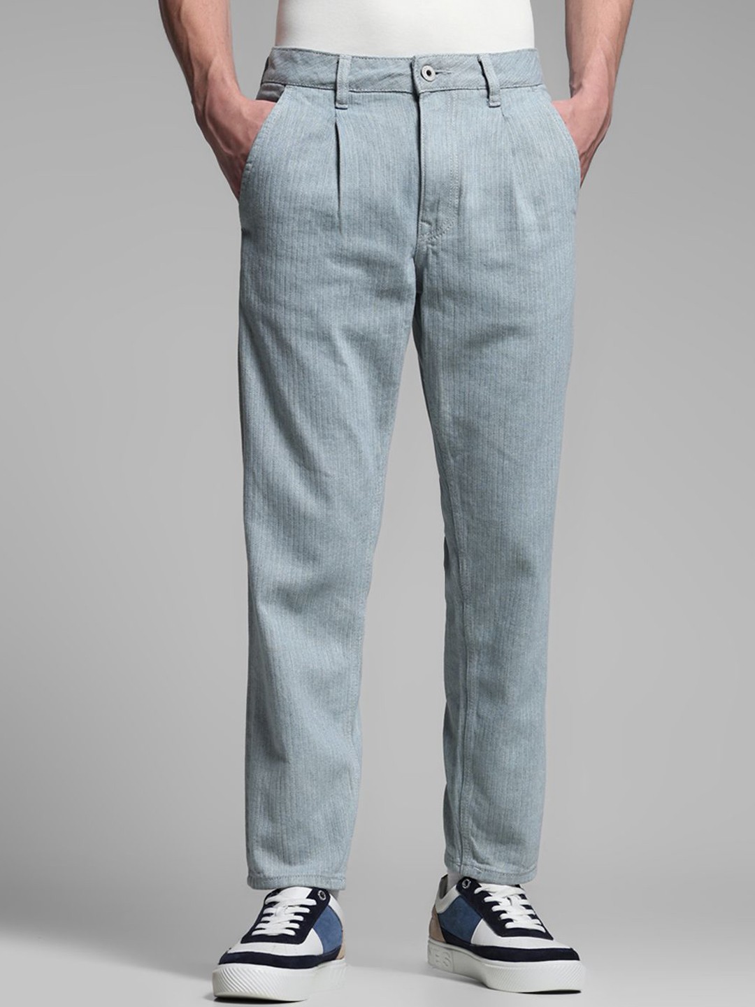 

Jack & Jones Men Tapered Fit Low-Rise Cotton Jeans, Grey