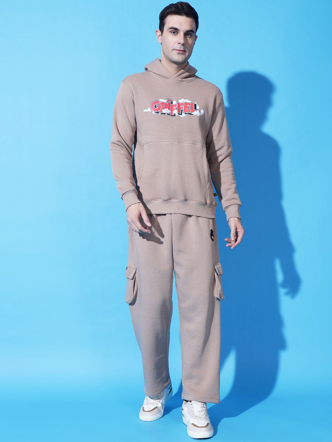 

GRIFFEL Men Printed Long Sleeves Tracksuits, Camel brown