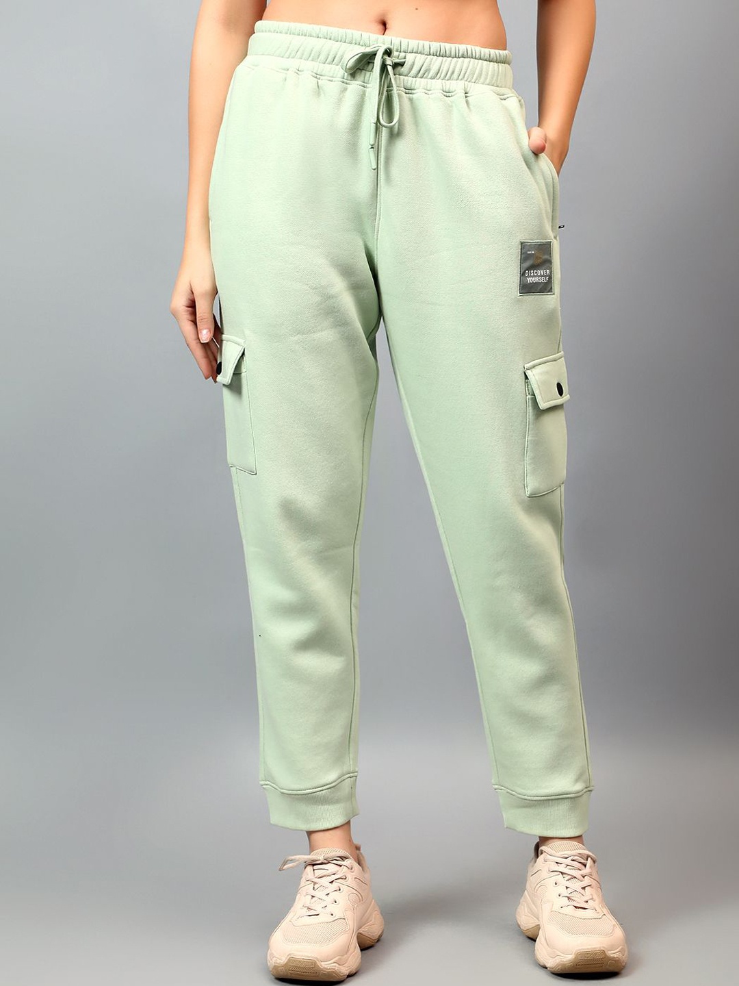 

Cantabil Women Regular Fit Cargos Trousers, Green