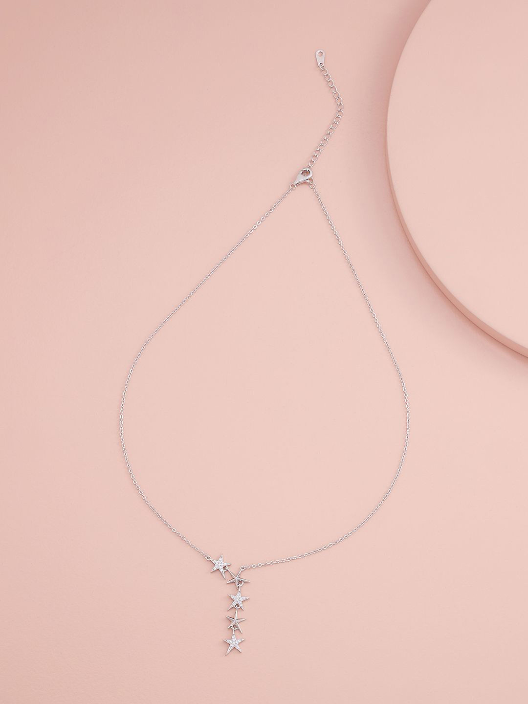 

Kushal's Fashion Jewellery Rhodium-Plated Cubic Zirconia Statement Chain, Silver