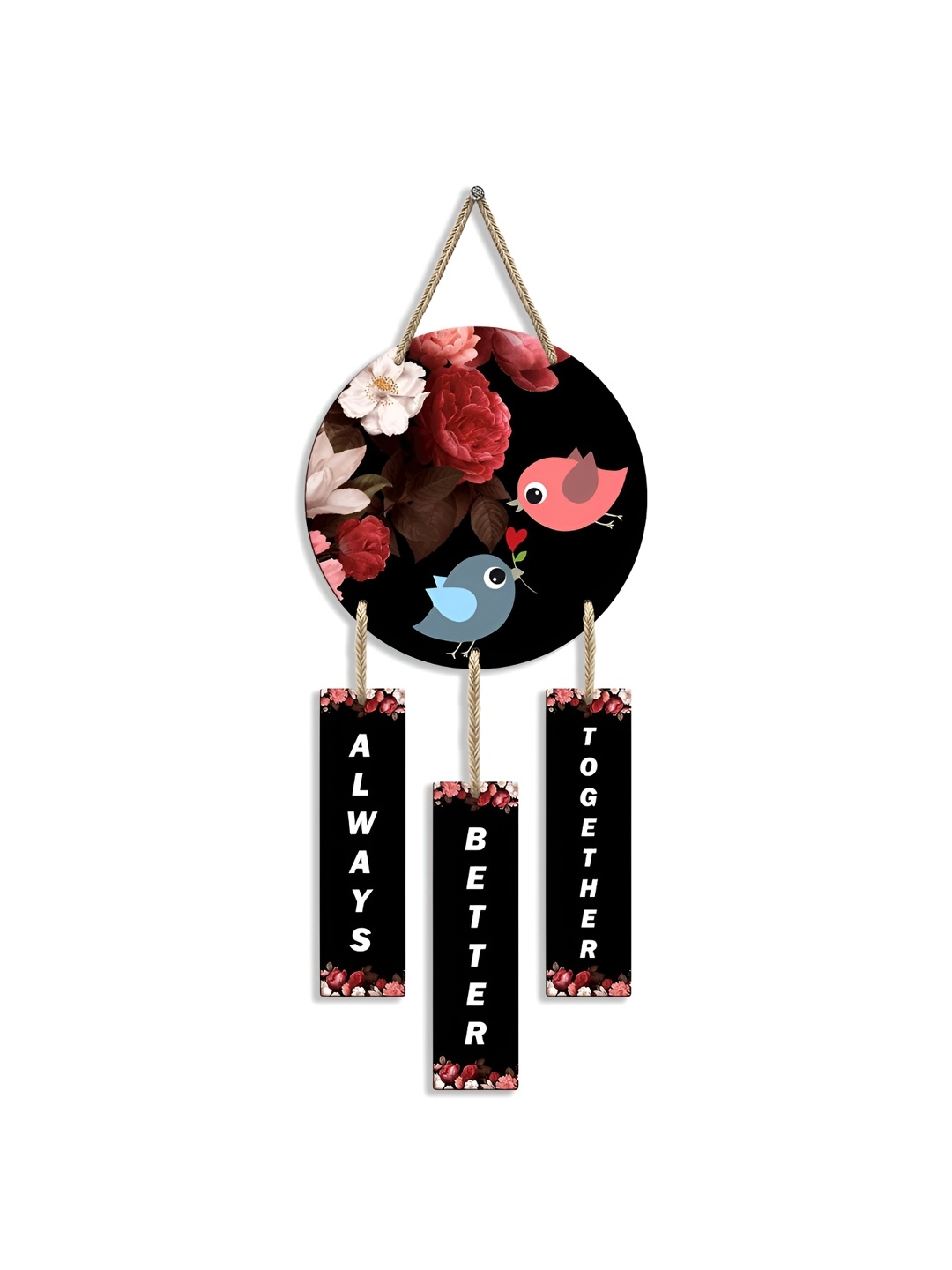 

SEHAZ ARTWORKS Black & Pink Printed Wooden Wall Hangings