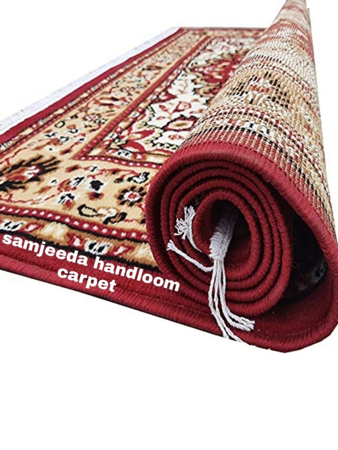 

Samjeeda Handloom carpets Red & White Ethnic Motifs Printed Anti-Skid Polyester Carpet