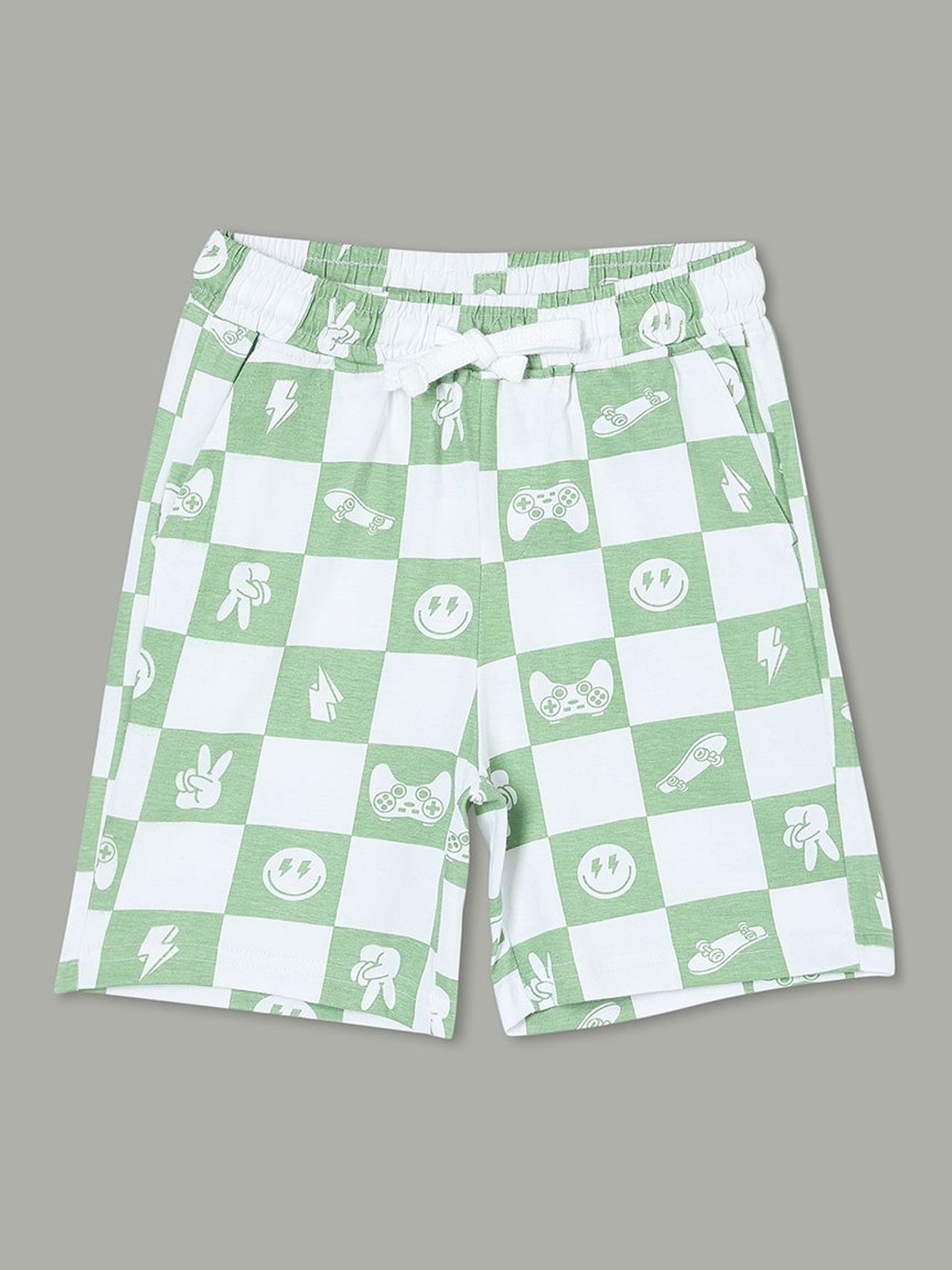 

Fame Forever by Lifestyle Boys Checked Cotton Regular Fit Shorts, Green