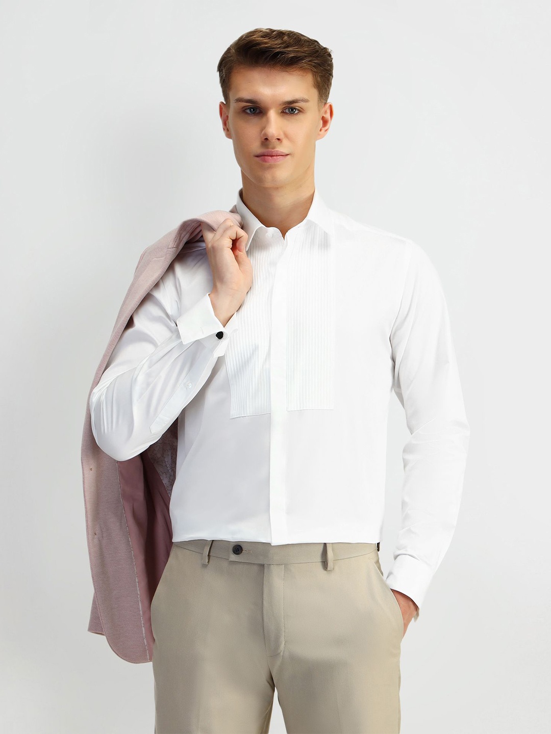 

Arrow Men Manhattan Spread Collar Solid Cotton Slim Fit Formal Shirt, White