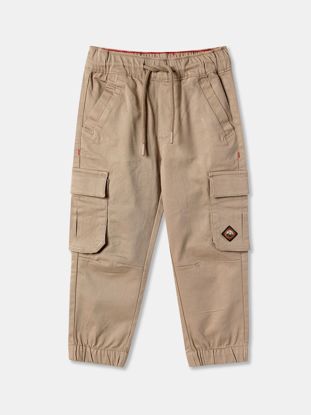 

R&B Boys Cotton Mid-Rise Joggers, Beige