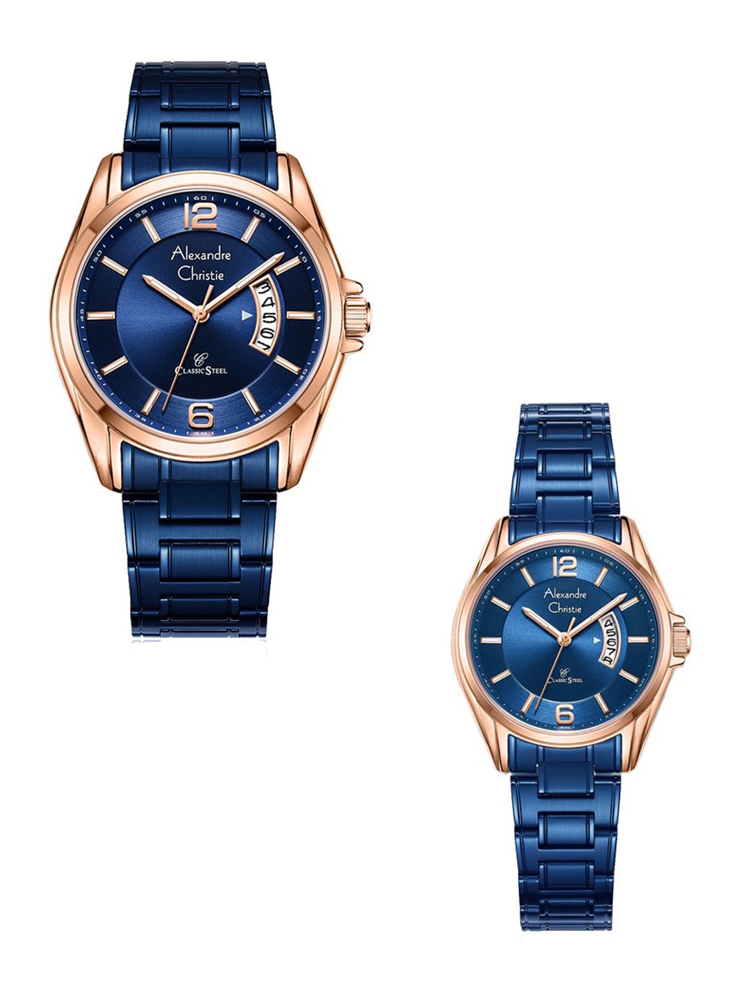 

Alexandre Christie Unisex Set Of 2 Embellished Dial Analogue Watch 8684MDLDURBU, Blue