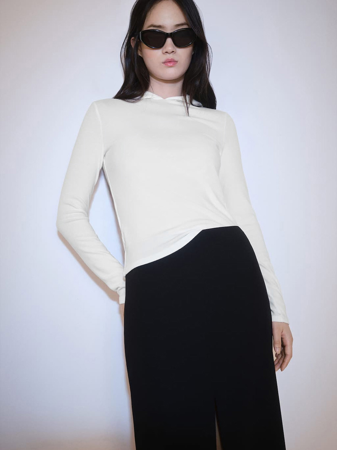 

MANGO Hooded T-shirt, White