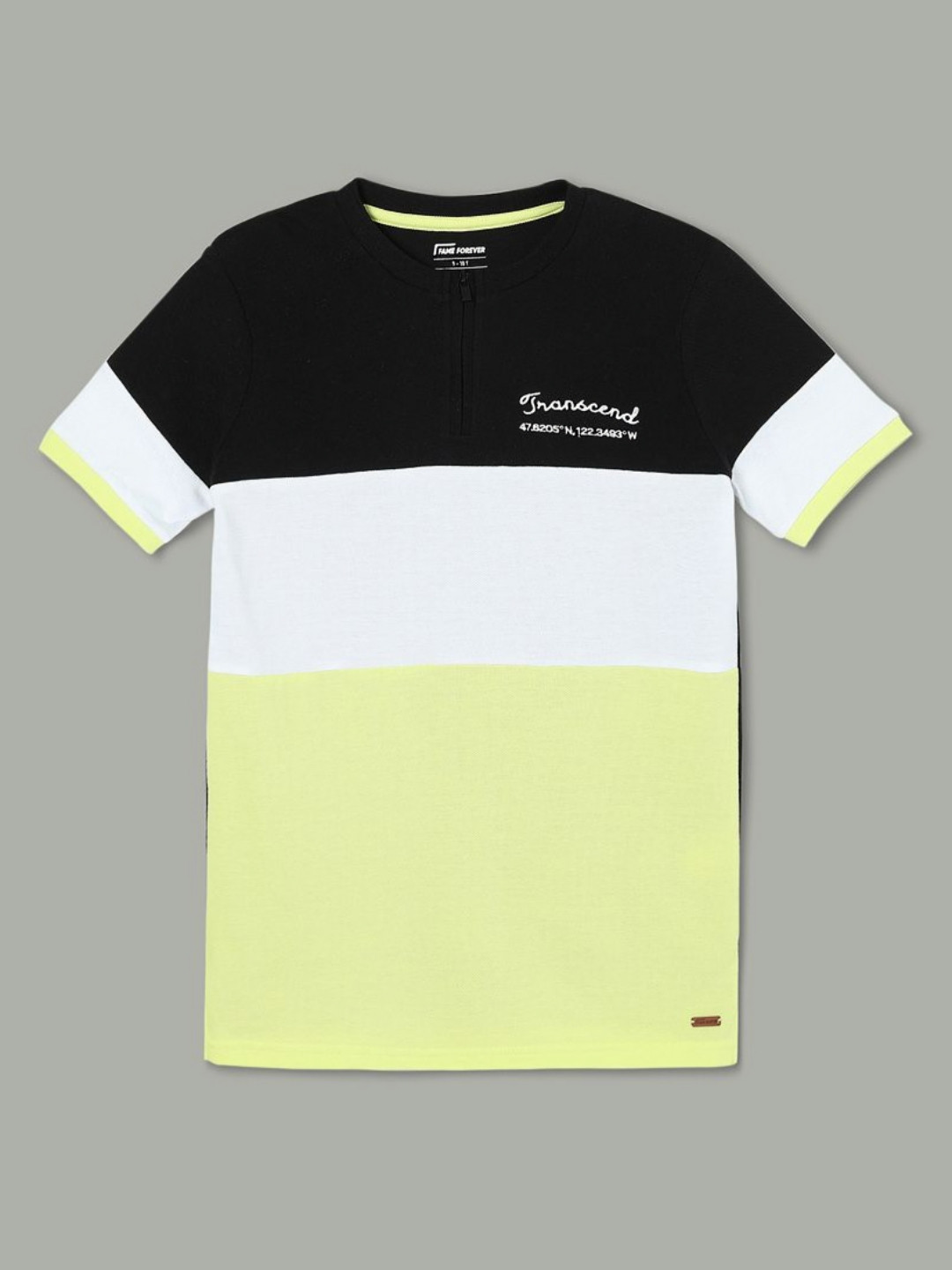 

Fame Forever by Lifestyle Boys Colourblocked Round Neck Cotton T-shirt, Black