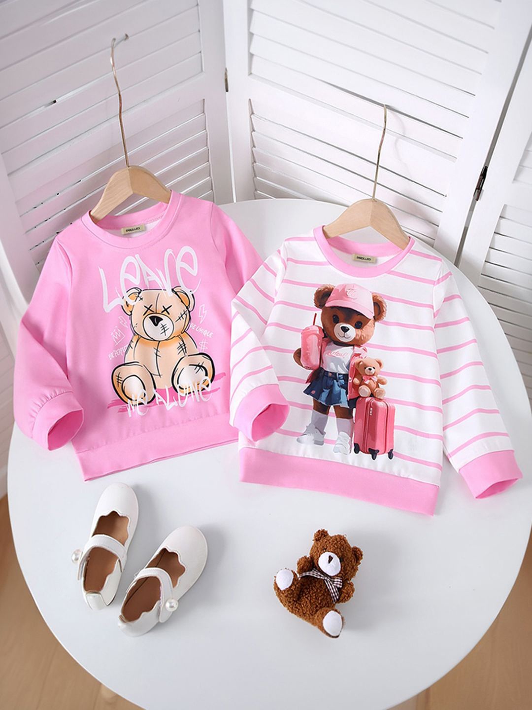 

INCLUD Girls Pack of 2 Graphic Printed Round Neck Sweatshirt, Pink