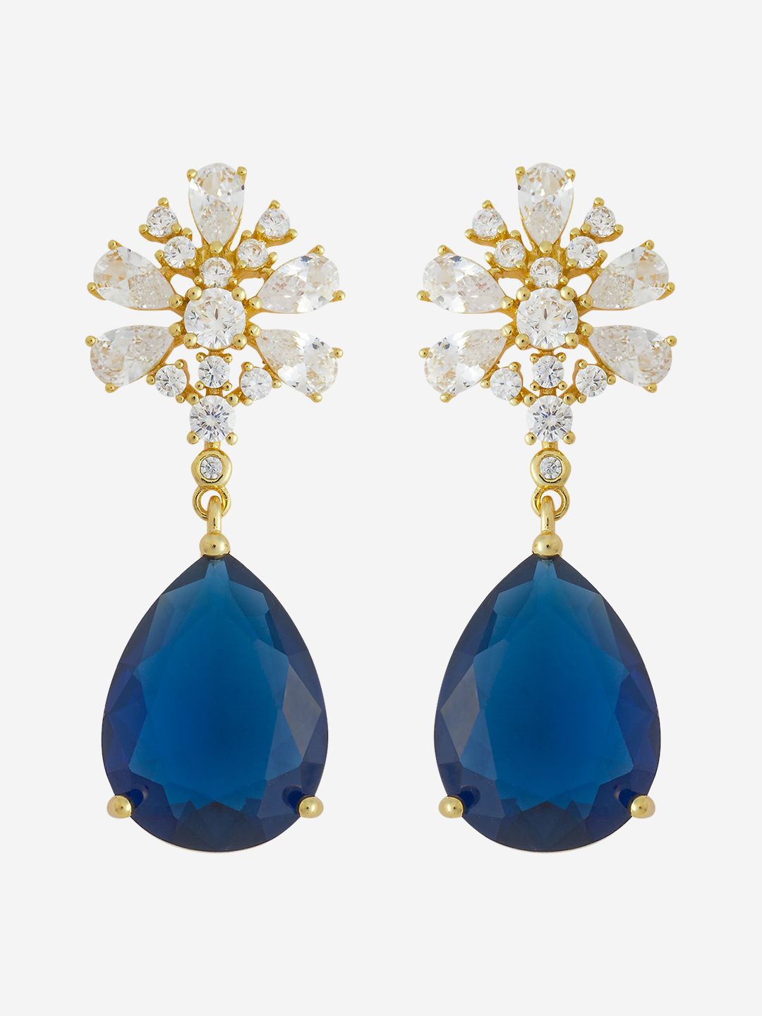 

Kushal's Fashion Jewellery Gold Plated Teardrop Shaped Drop Earrings, Blue