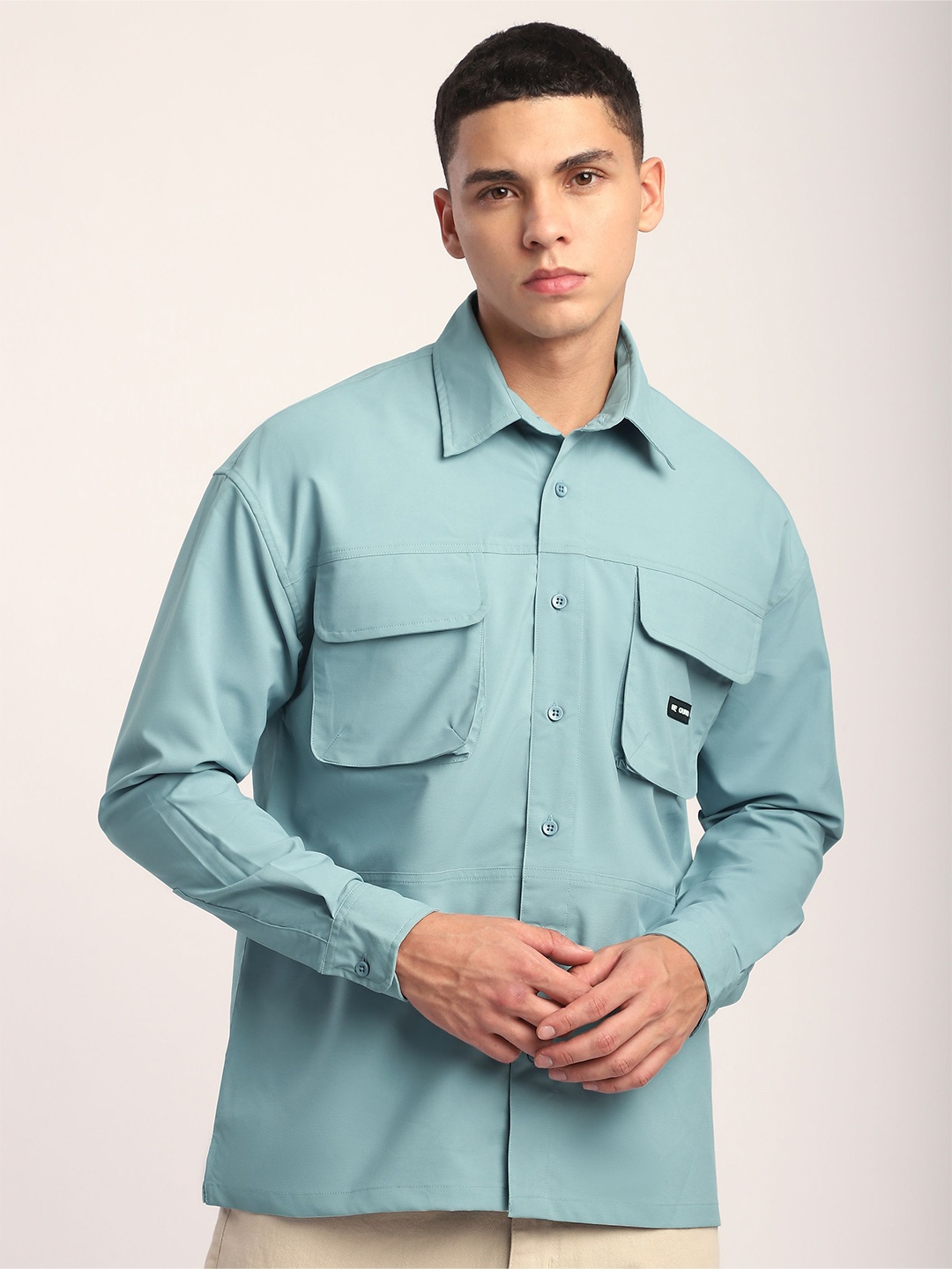 

Beyoung Men Club Collar Solid Cotton Casual Shirt, Sea green