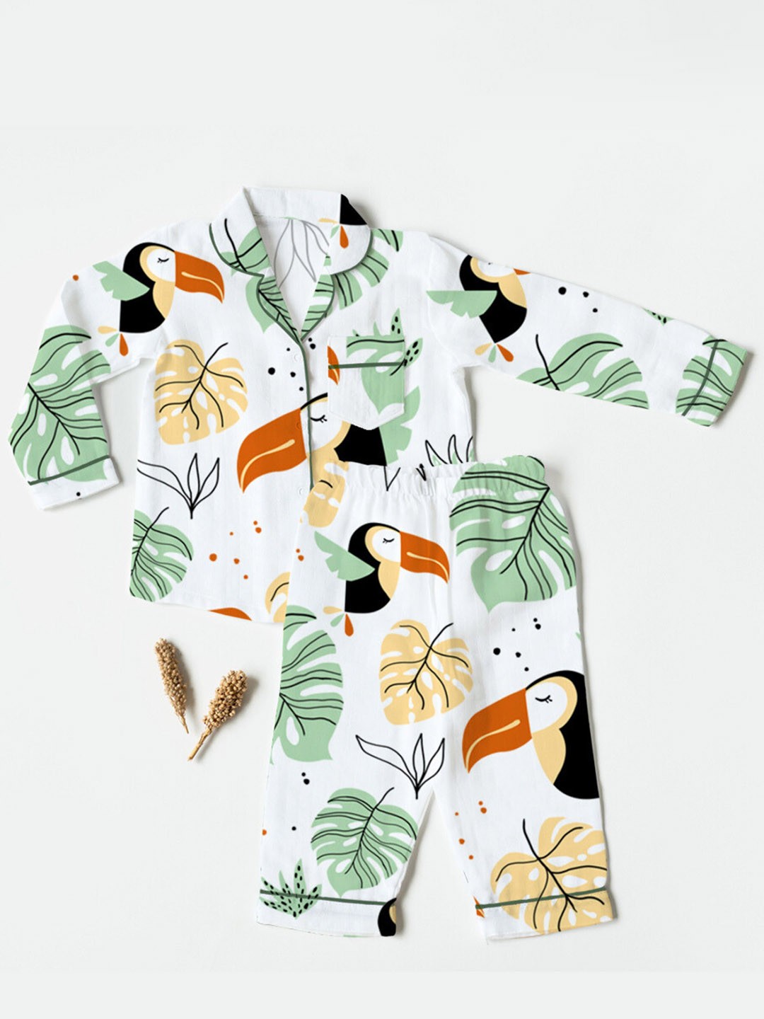 

cocoon care Kids Animal Graphic Printed Night suit, White
