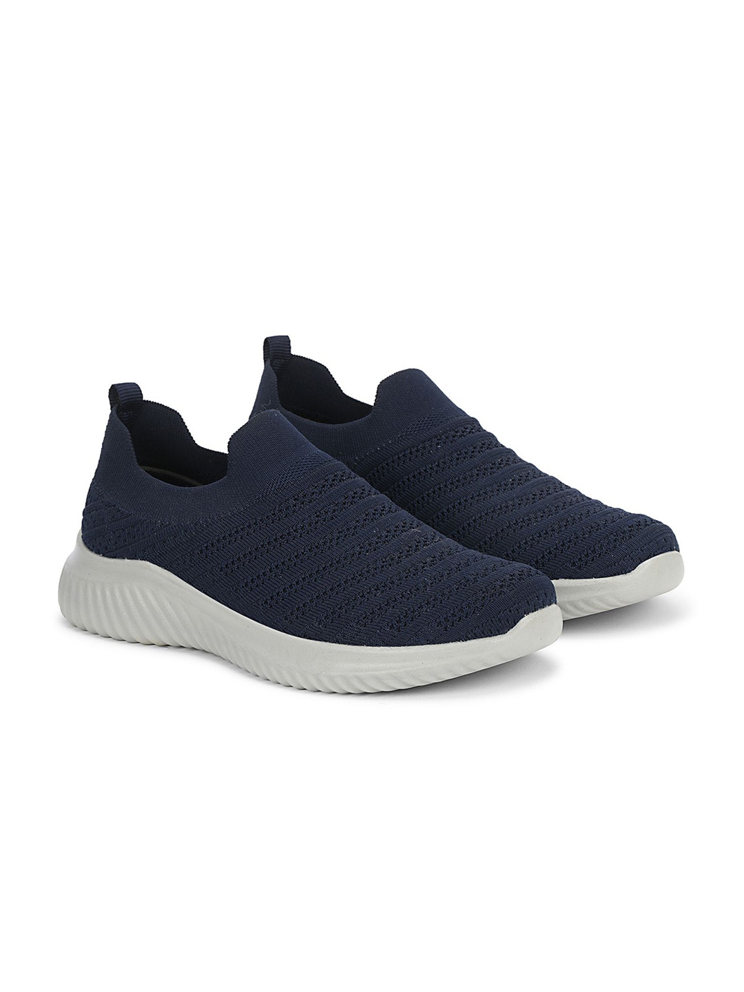 

Aqualite Men Woven Design Mesh Slip-On Round Toe Sneakers, Navy blue