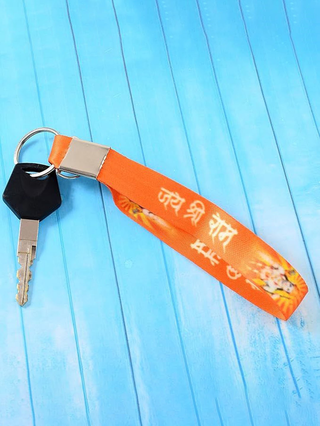

MEMOIR Jai Shri Ram Printed Silk Loupe Design Keychain, Orange