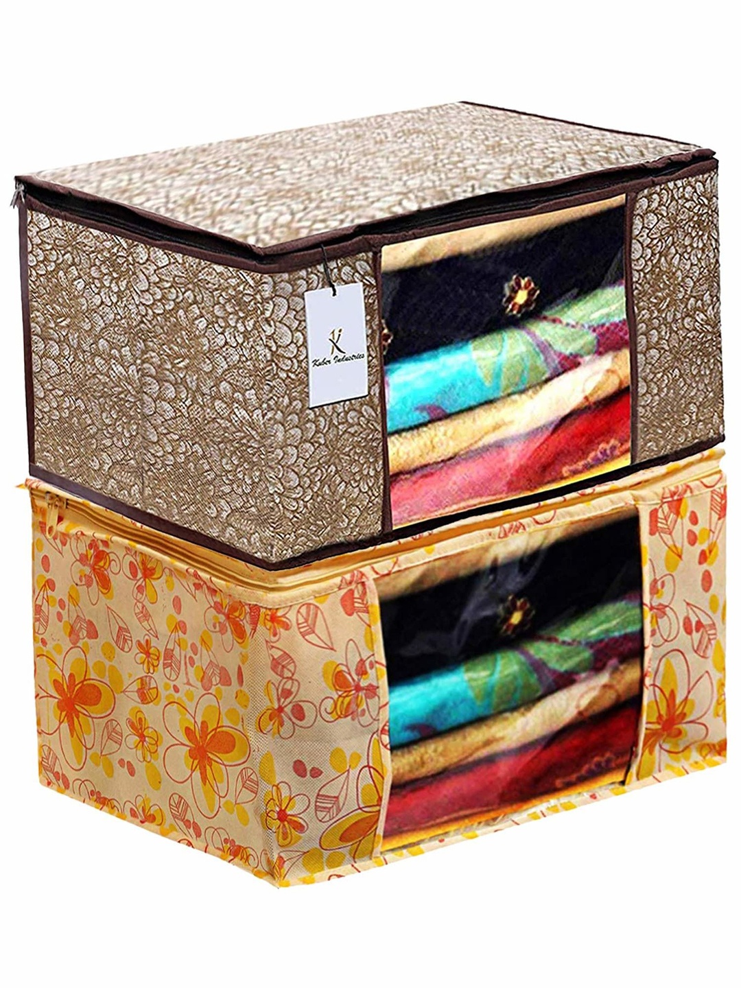 

Kuber Industries Brown 2 Pieces Printed Saree Organisers