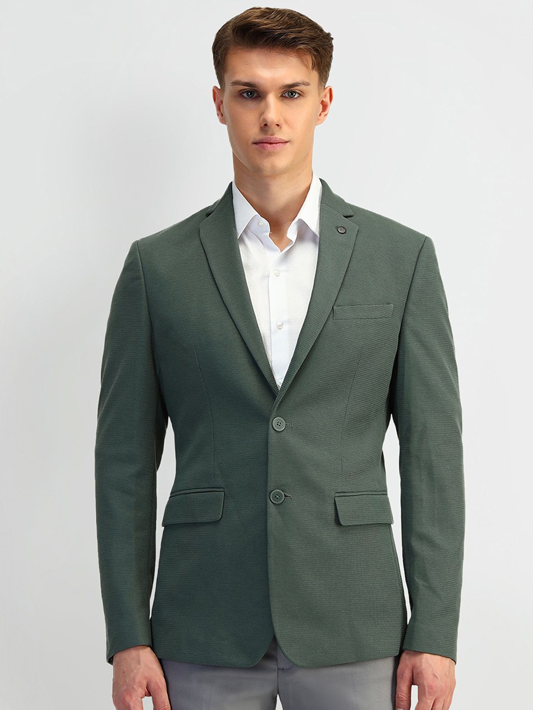 

Arrow Self Design Notched Lapel Slim Fit Single-Breasted Blazers, Green