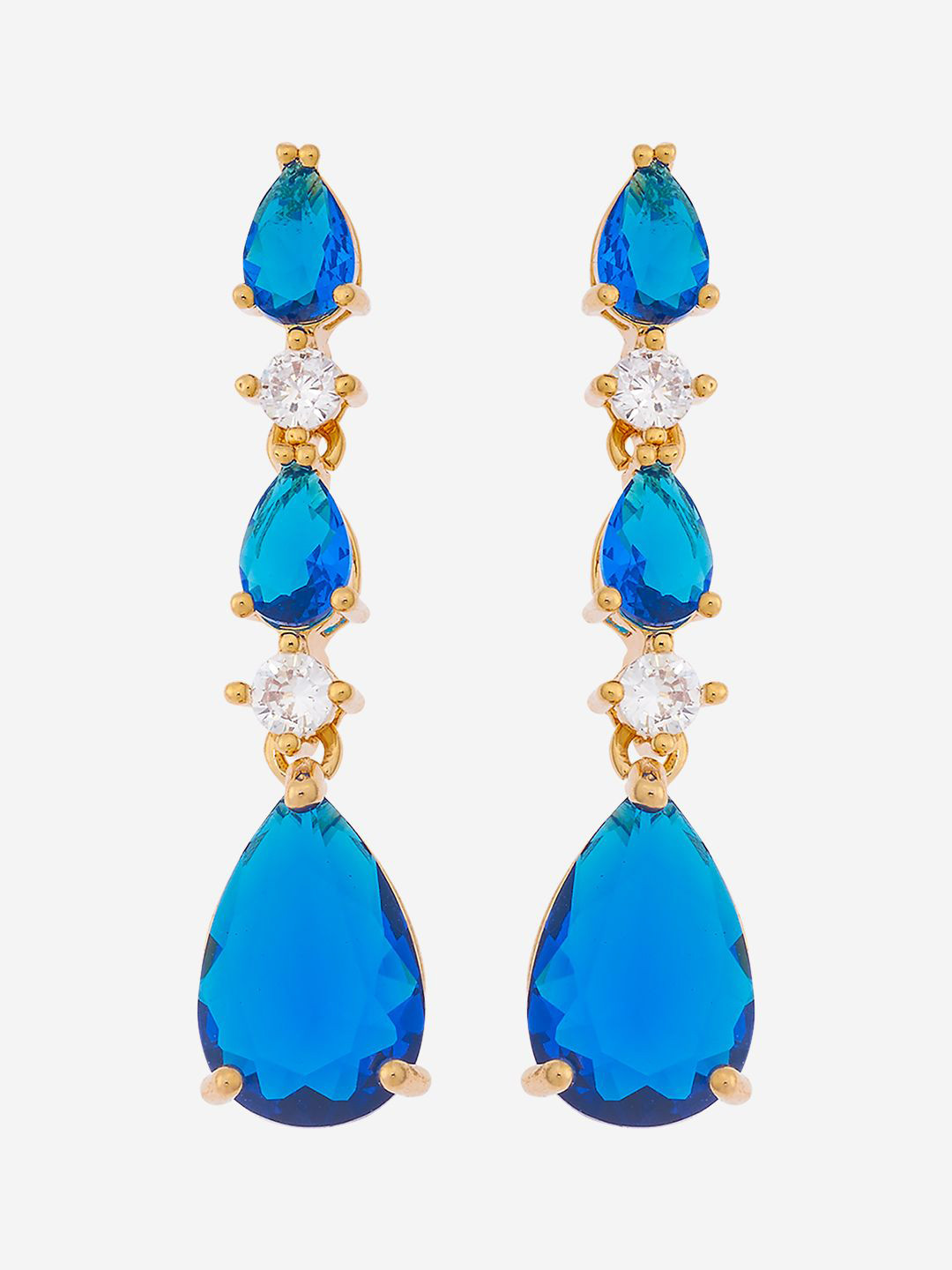 

Kushal's Fashion Jewellery Gold-Plated Cubic Zirconia Teardrop Shaped Drop Earrings