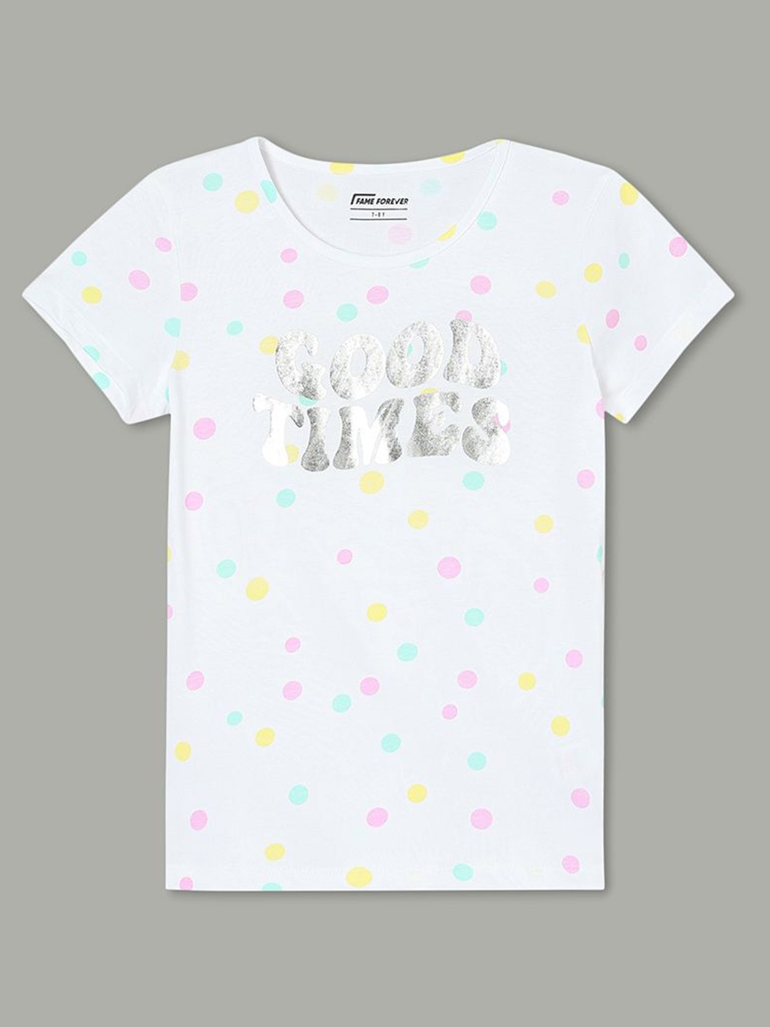 

Fame Forever by Lifestyle Girls Typography Printed Round Neck Cotton T-shirt, White
