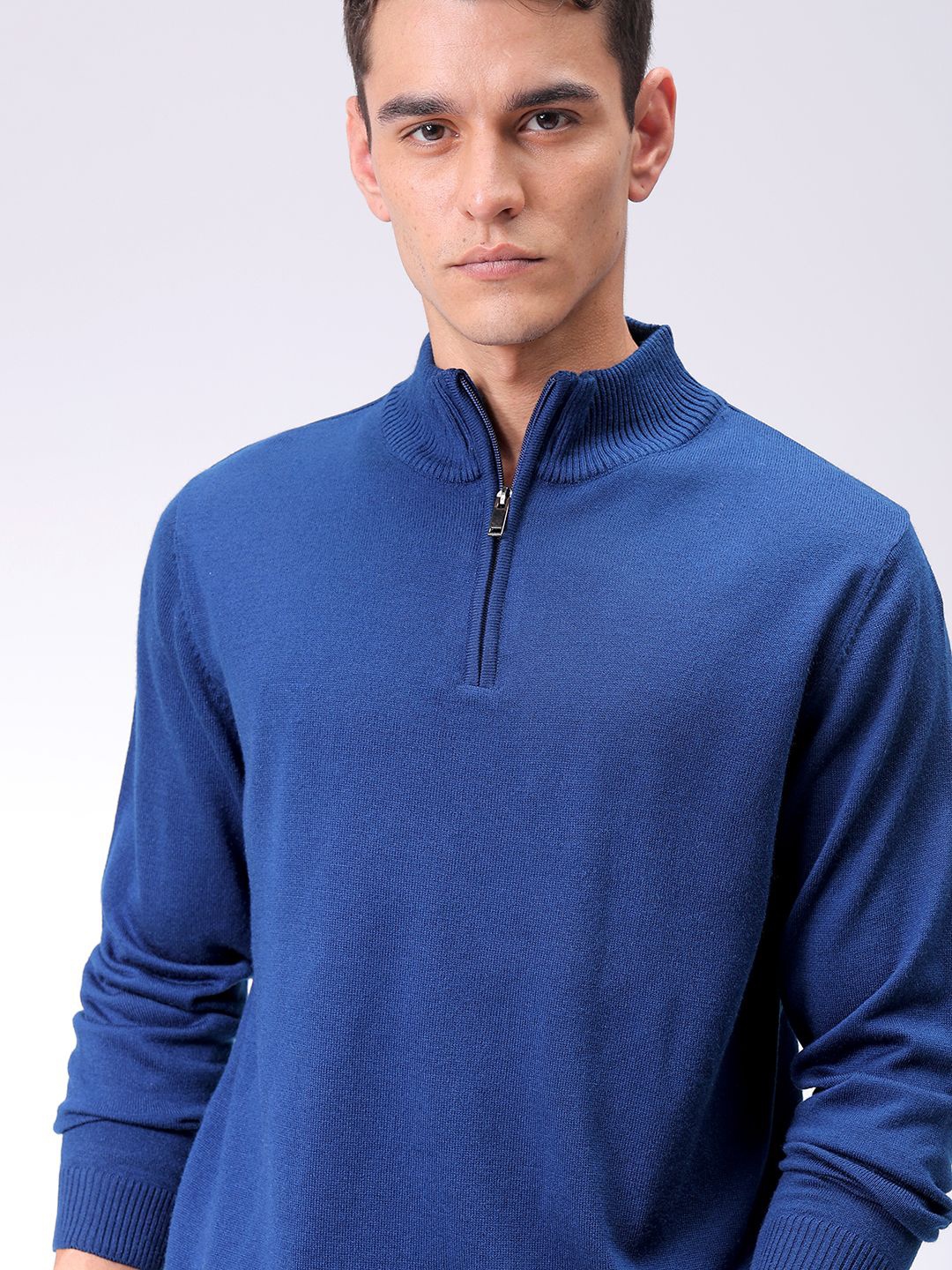 

The Indian Garage Co Men Mock Collar Sweaters, Navy blue