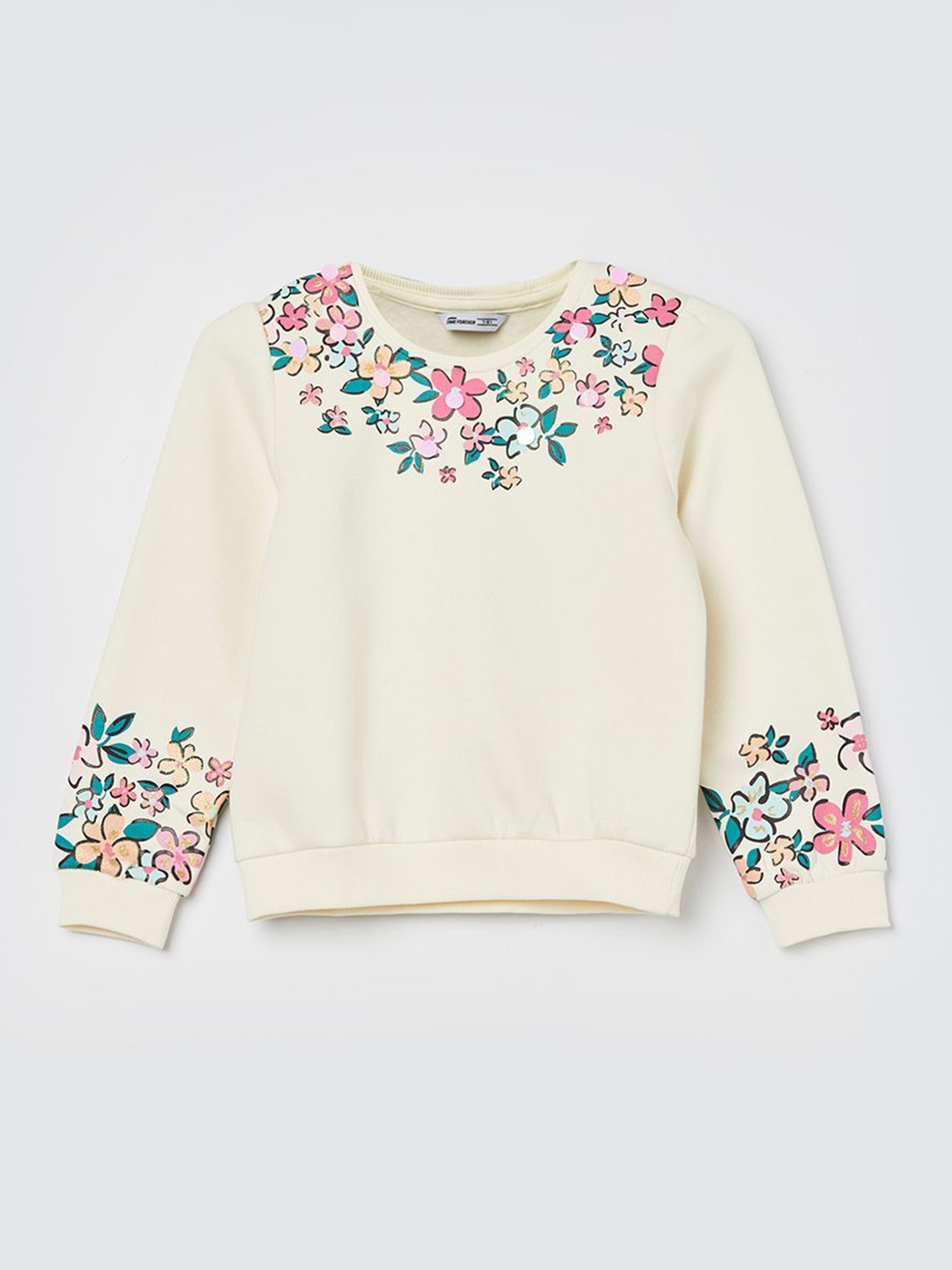 

Fame Forever by Lifestyle Girls Floral Printed Round Neck Sweatshirt, Off white