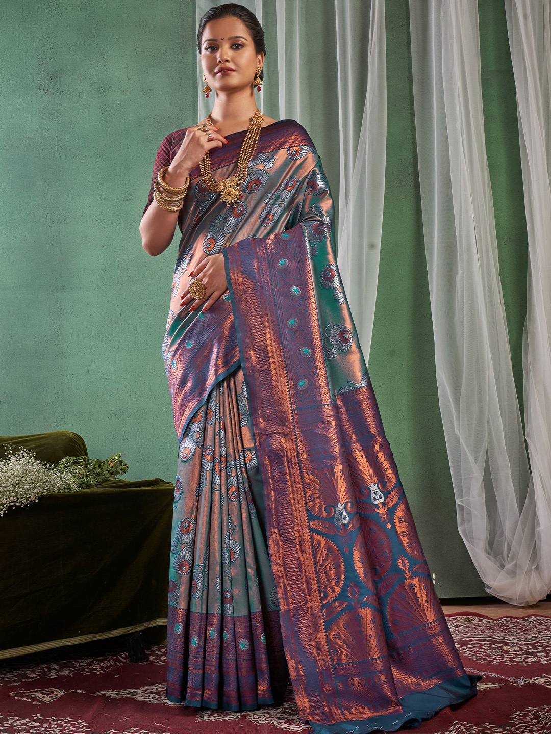 

Visit Wear Woven Design Pure Silk Banarasi Saree, Sea green