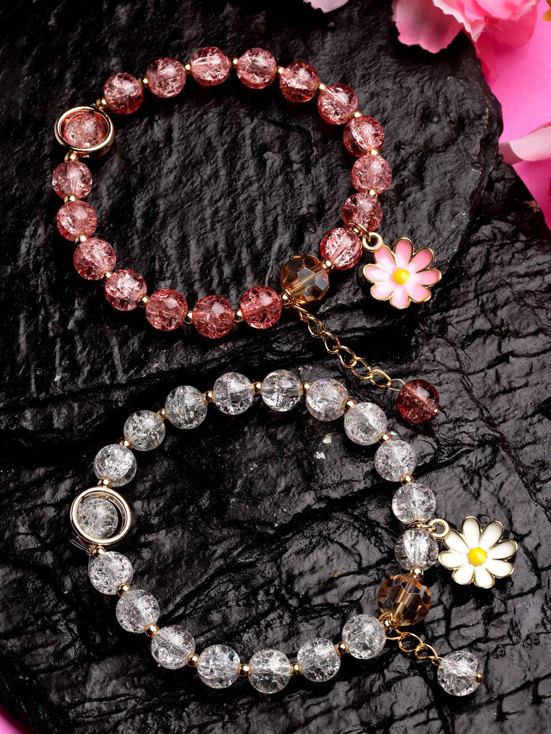 

Stoln Girls Set Of 2 Crystals Beaded Charm Bracelet, Gold