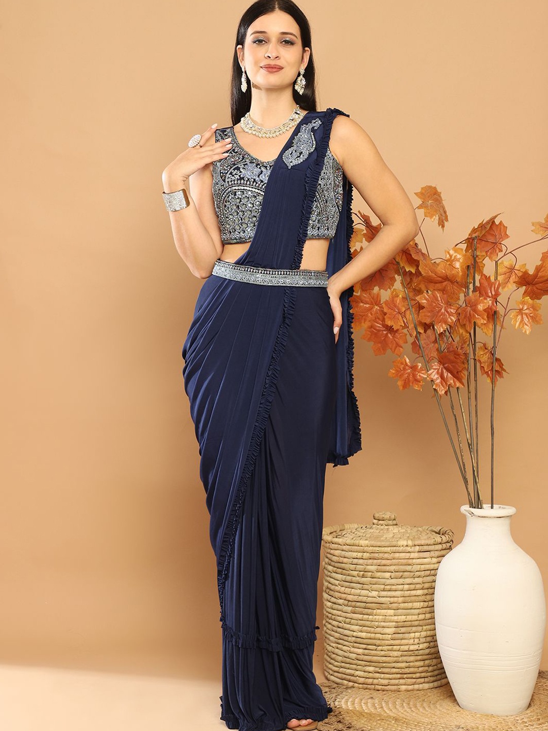 

Mitera Ready to Wear Leheriya Saree, Blue