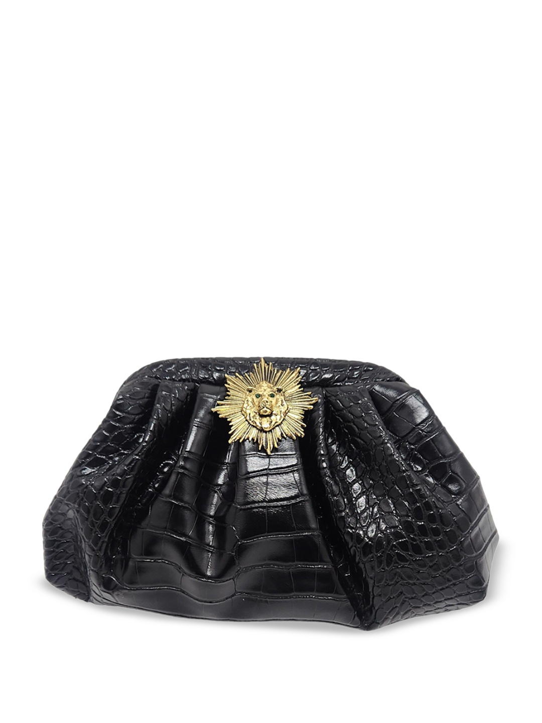 

Adwita Animal Textured Structured Shoulder Bag with Applique, Black