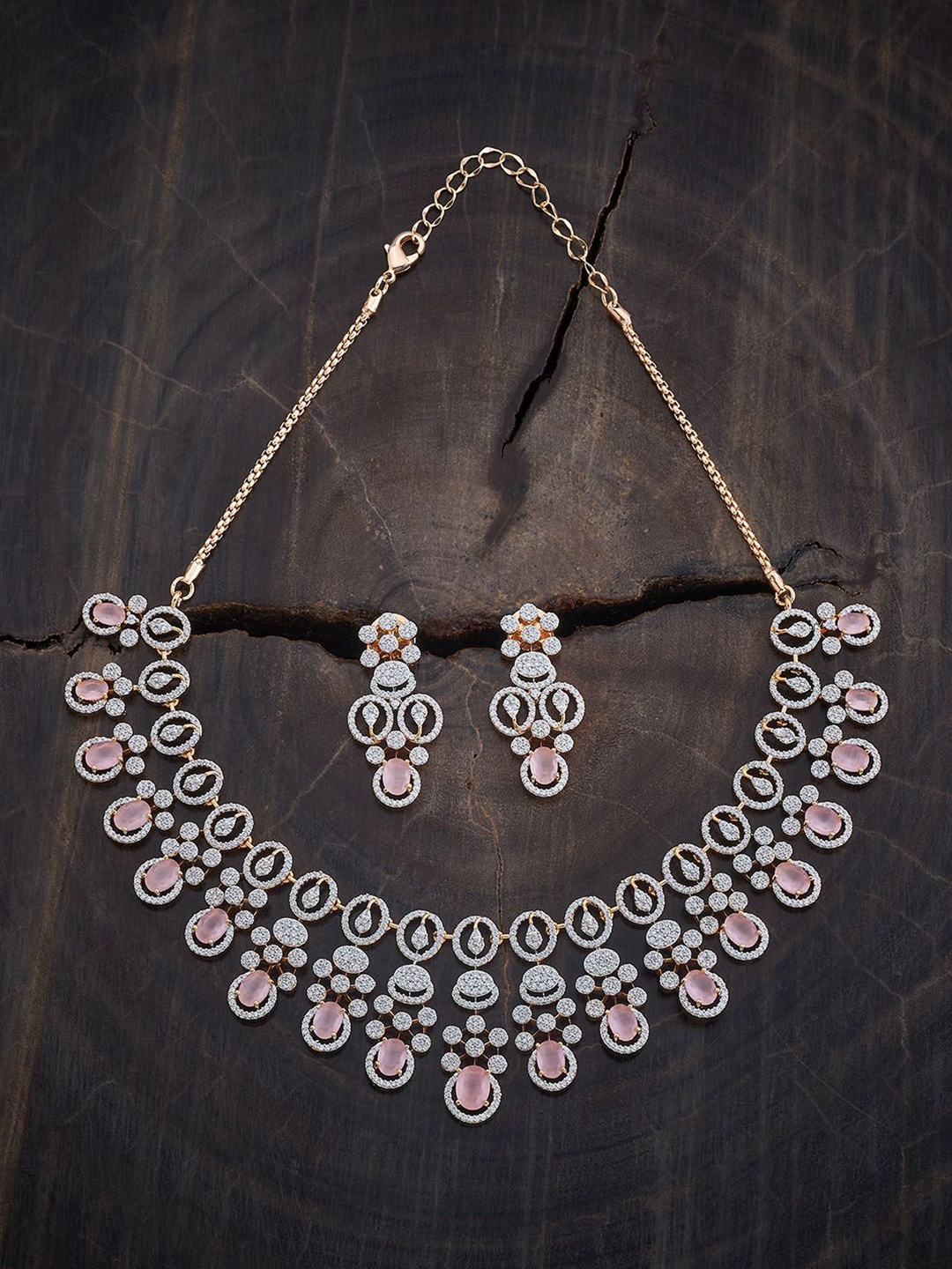

Kushal's Fashion Jewellery Rhodium-Plated CZ Stone Studded Jewellery Set, White