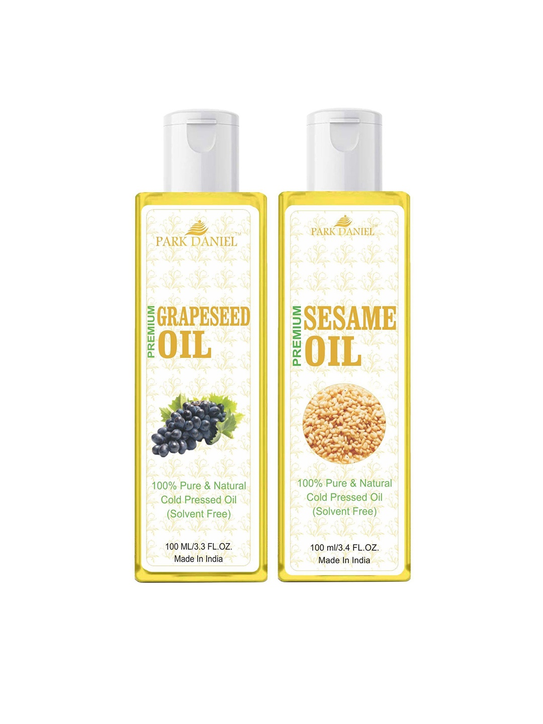 

Park Daniel Set Of 2 Natural Grapeseed & Sesame Oil For Skin & Hair - 100 ml Each, Transparent