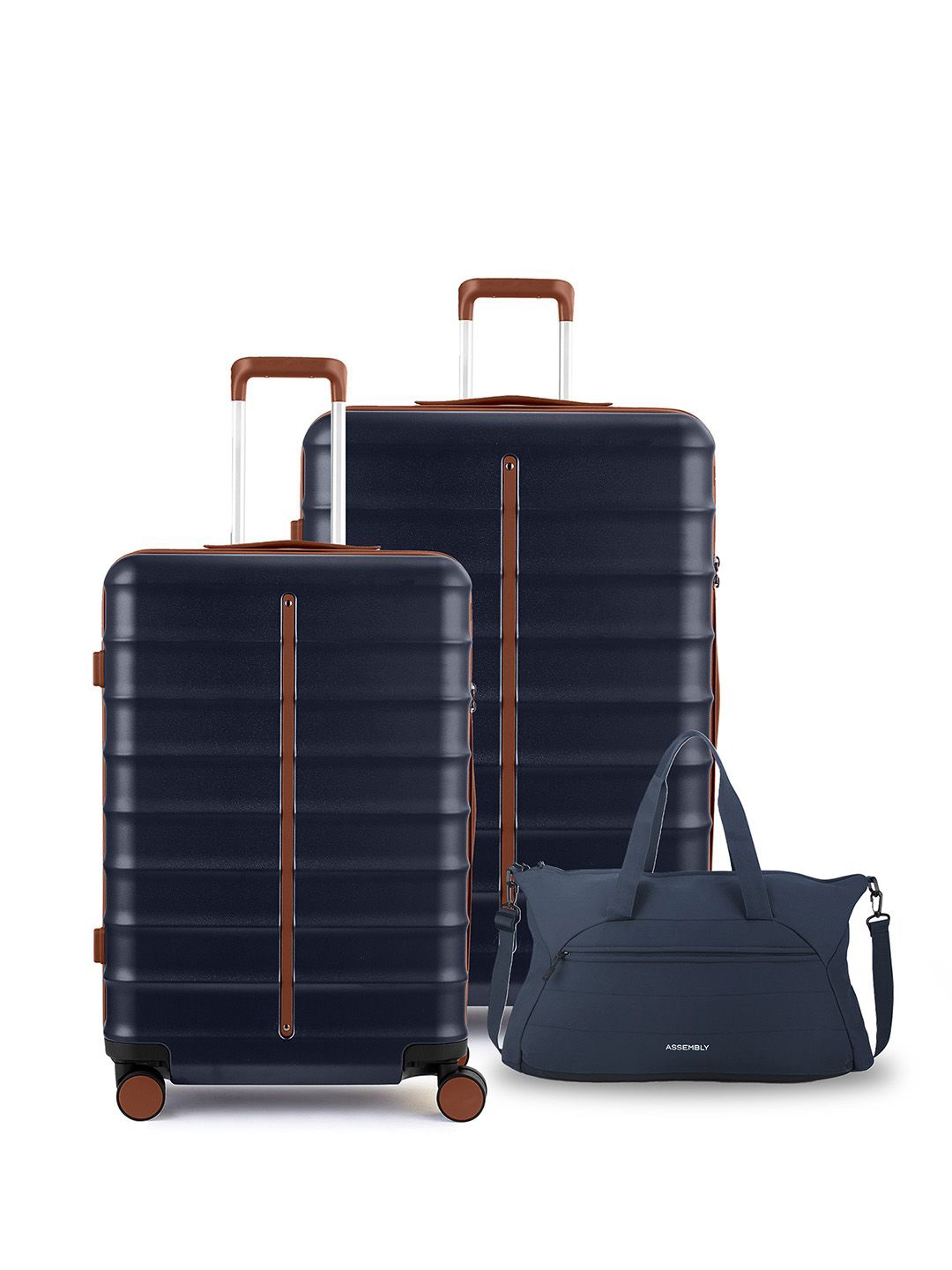 

Assembly Set Of 3 Hard-Sided Trolley Bags With bag With USB Charging Port & Rain Cover, Blue