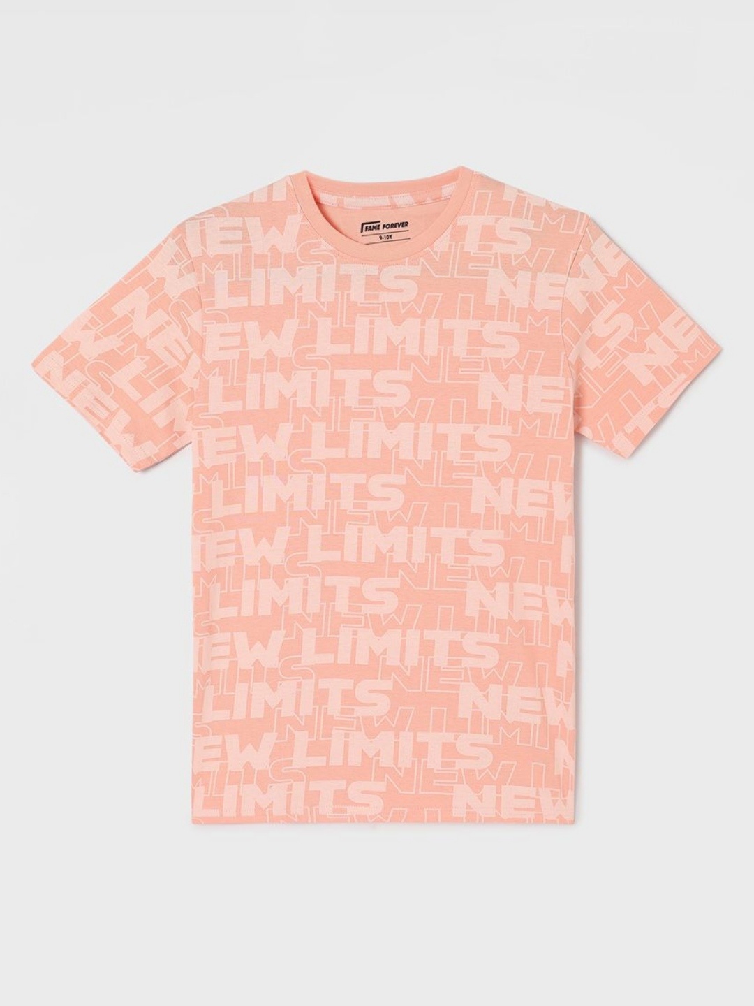 

Fame Forever by Lifestyle Boys Typography Printed Round Neck Cotton T-shirt, Peach