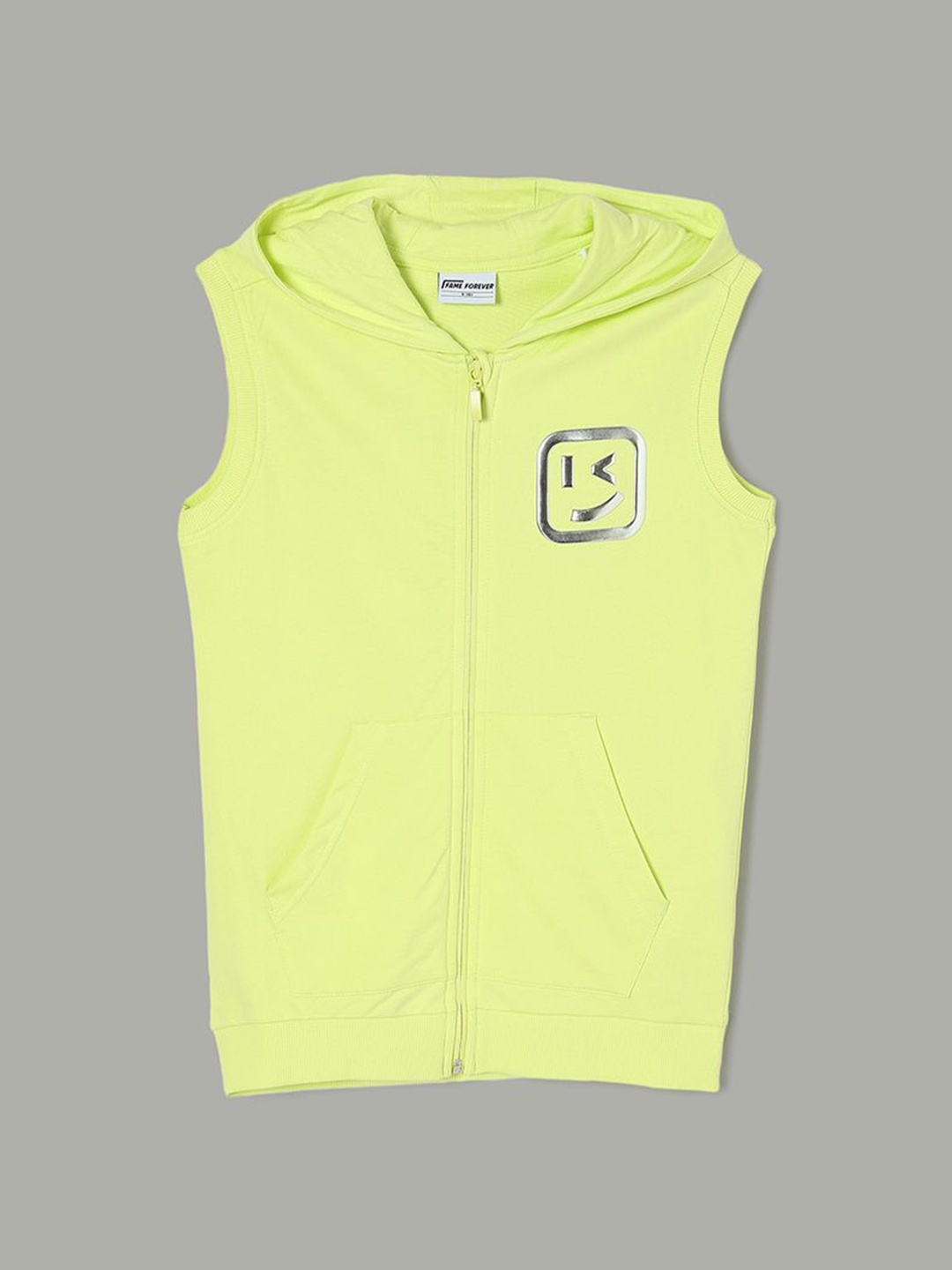 

Fame Forever by Lifestyle Boys Hooded Sleeveless Front Open Zipped Sweatshirt, Yellow