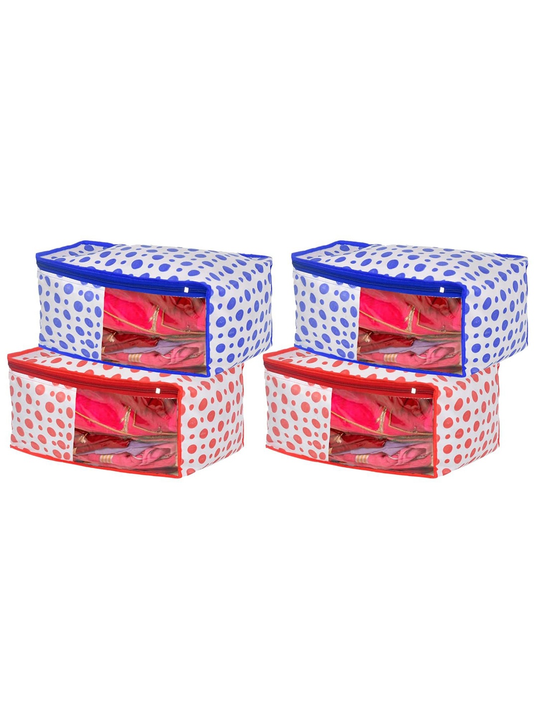 

Kuber Industries Blue 4 Pieces Polka Dots Foldable Drawer Organisers