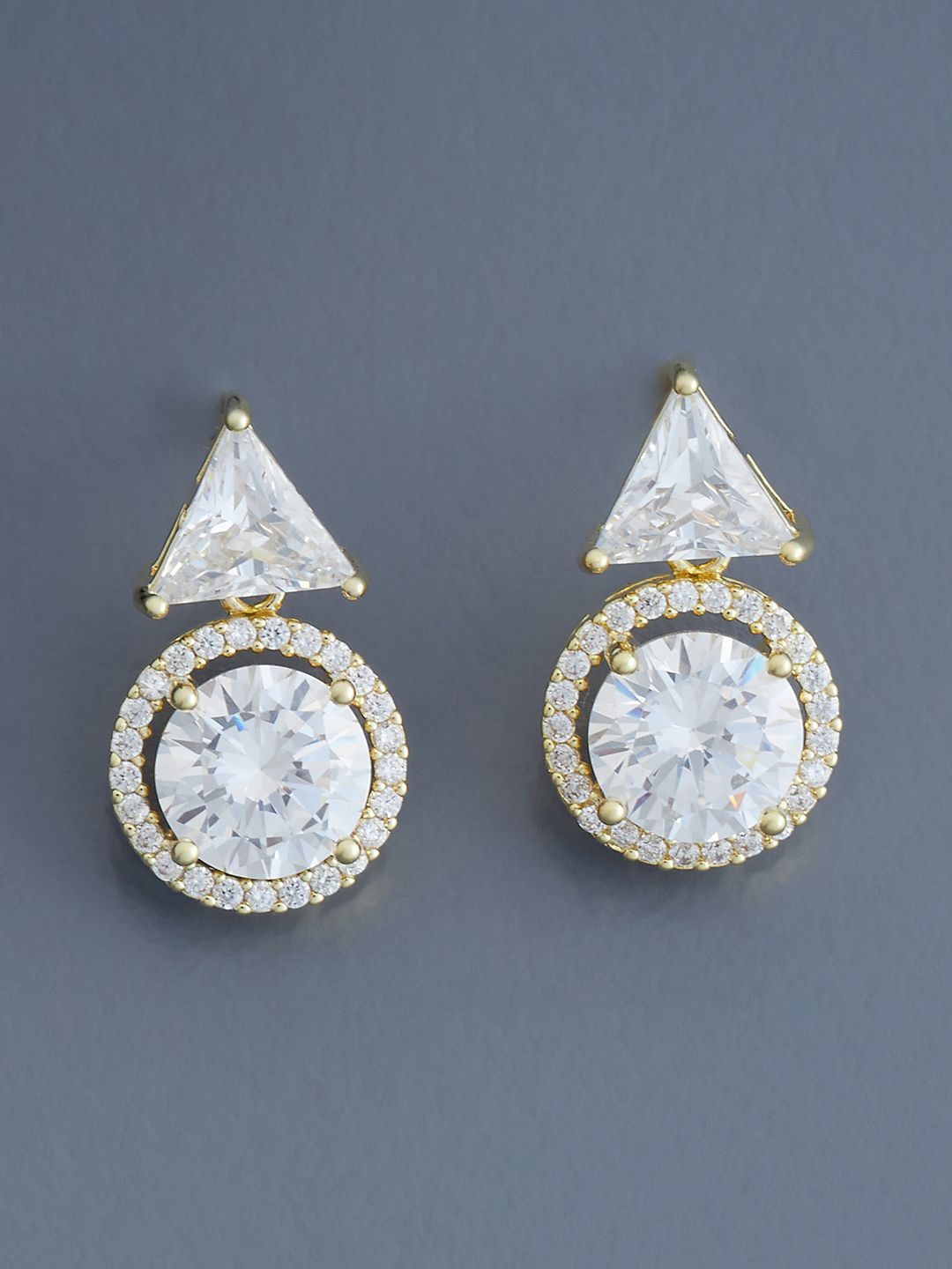 

Kushal's Fashion Jewellery Gold Plated Cubic Zirconia Geometric Drop Earrings