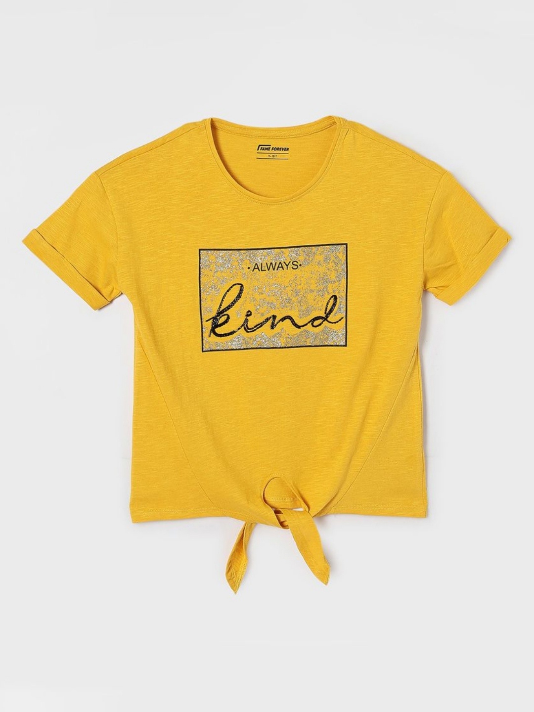 

Fame Forever by Lifestyle Girls Printed T-shirt, Mustard