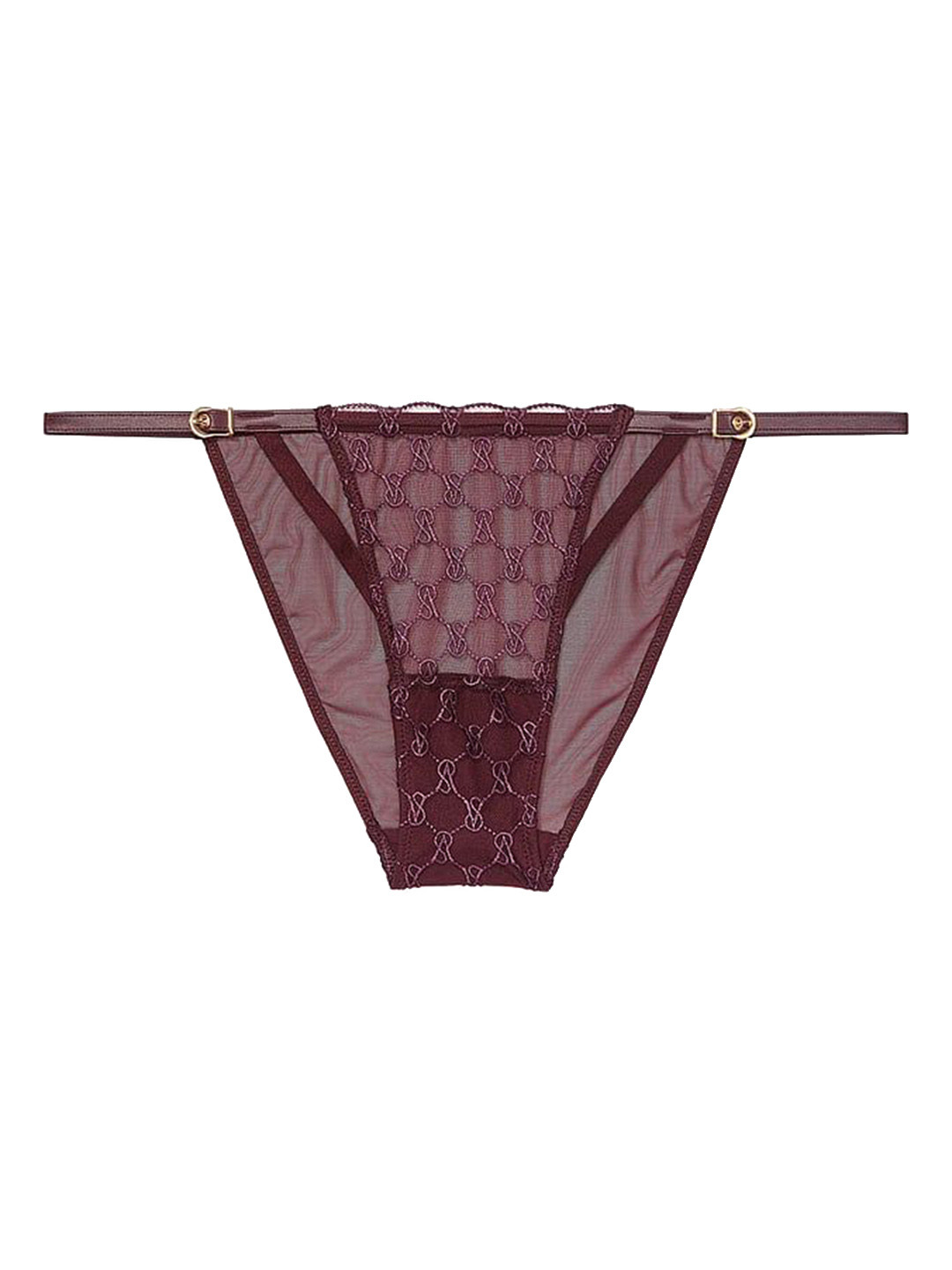 

Victoria's Secret Women Brand Logo Self Design Low-Rise Bikini Briefs, Burgundy