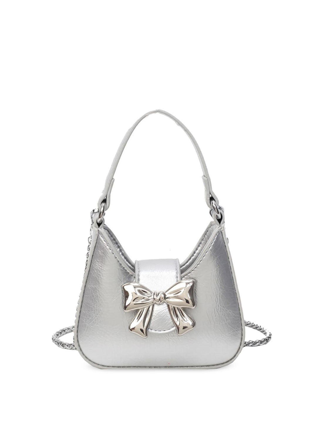 

StyleCast x Revolte Women Textured Half Moon Satchel Bag, Silver