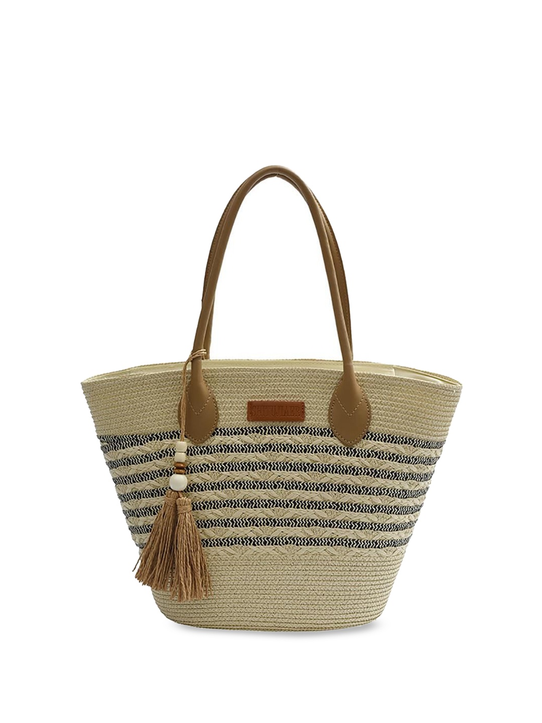 

StyleCast x Revolte Striped PU Bowling Shoulder Bag, Khaki