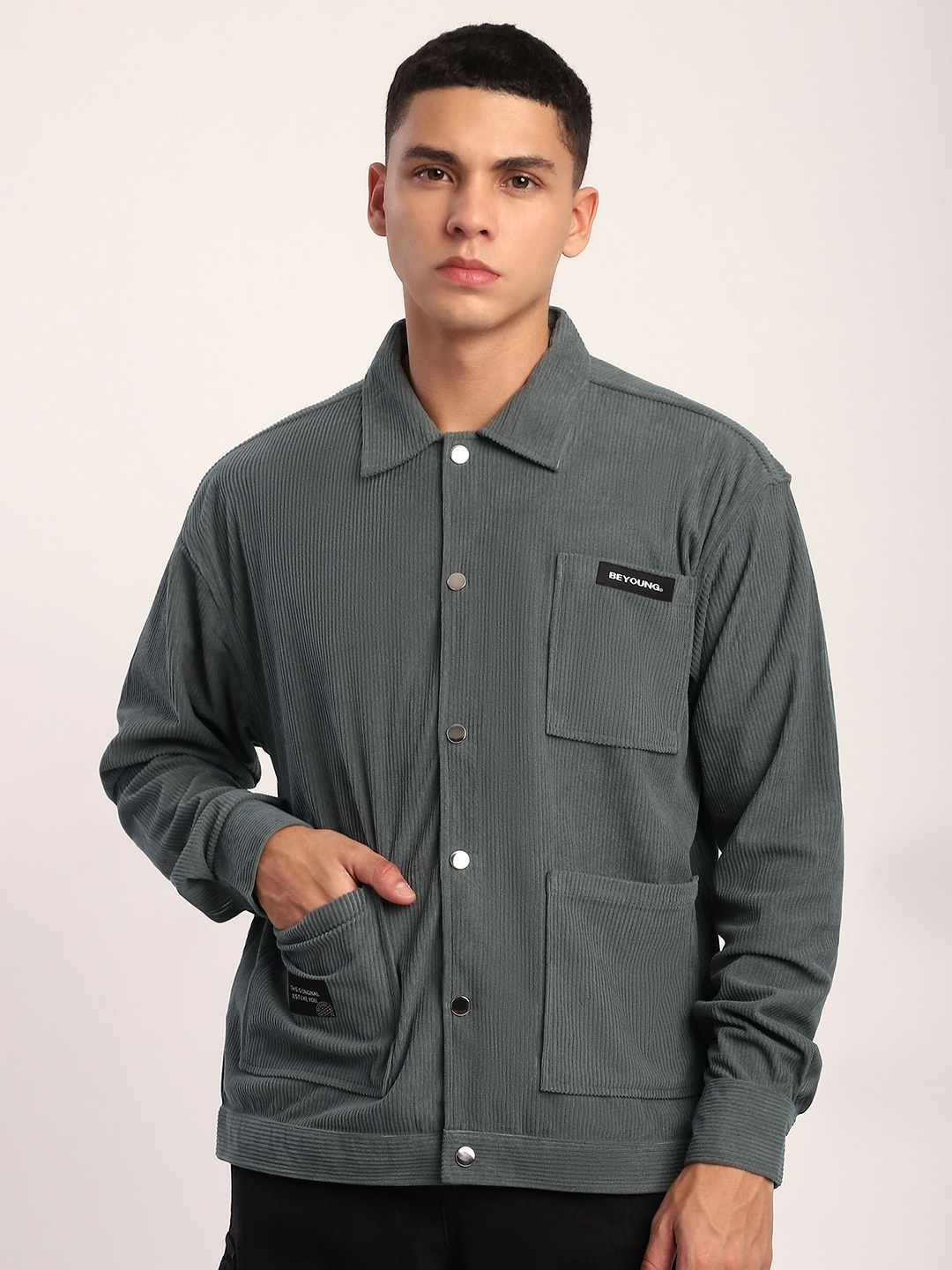 

Beyoung Corduroy Shacket, Grey